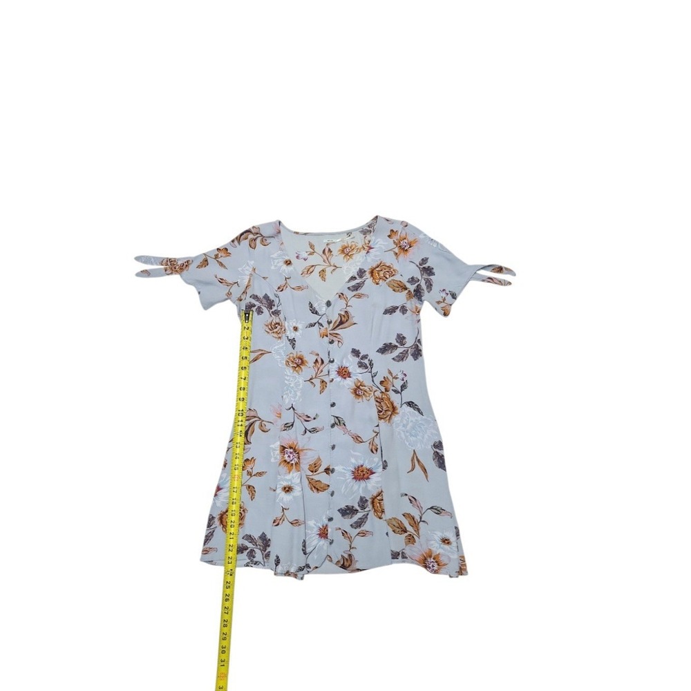 Kimchi Blue Sally Sue Tie-Sleeve Blue Floral Mini Dress Women's Size Large - Picture 6 of 11